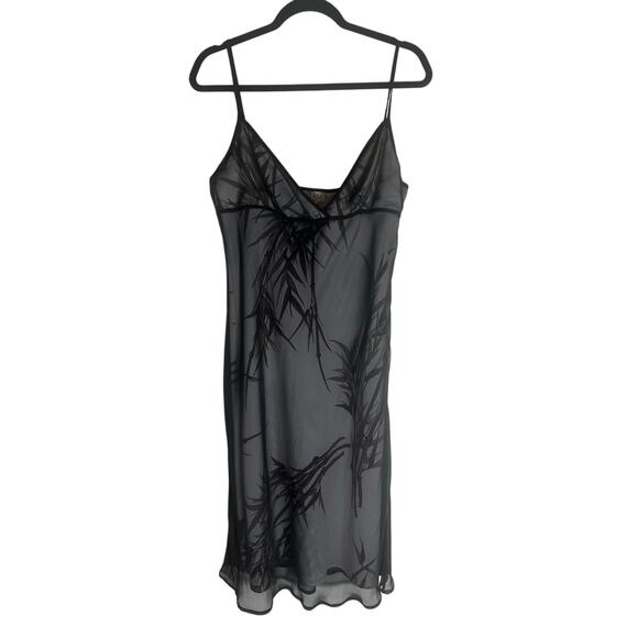 BCBG Max Azria Women's 12 Black Sheer Slip Dress Spaghetti Strap Made in USA - Picture 3 of 12